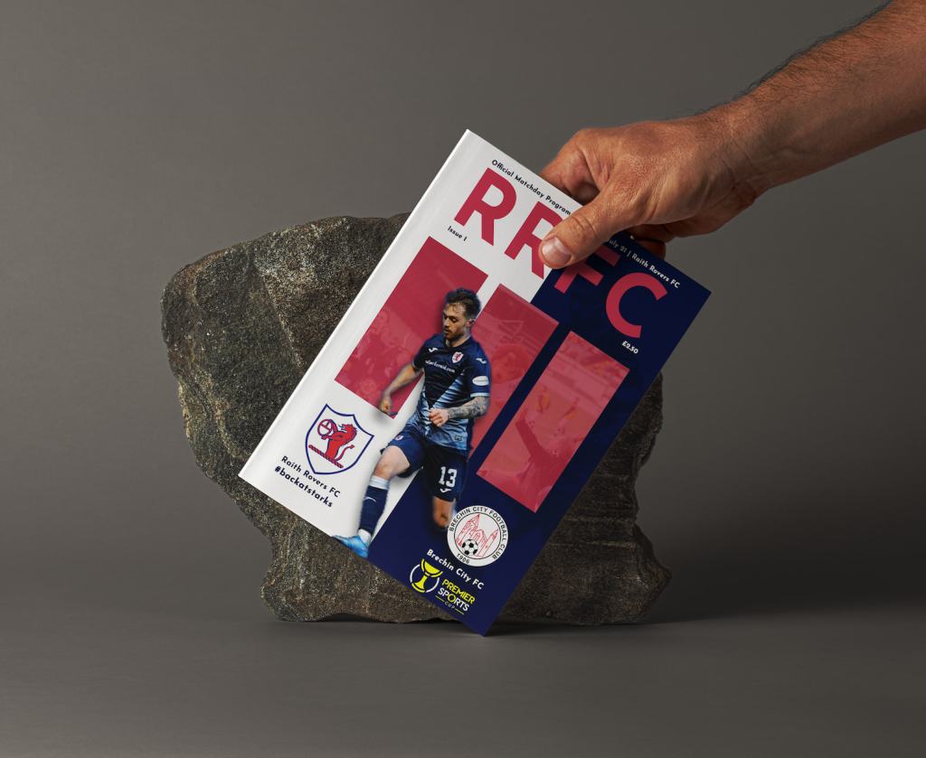 A mockup of the Clan United (Clanutd) design for Raith Rovers Football Club match programmes (2021/22 season)